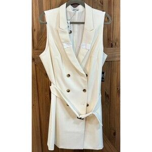 Express Blazer Dress Belted Sleeveless Women’s XL Ivory Double Breasted NWT!!